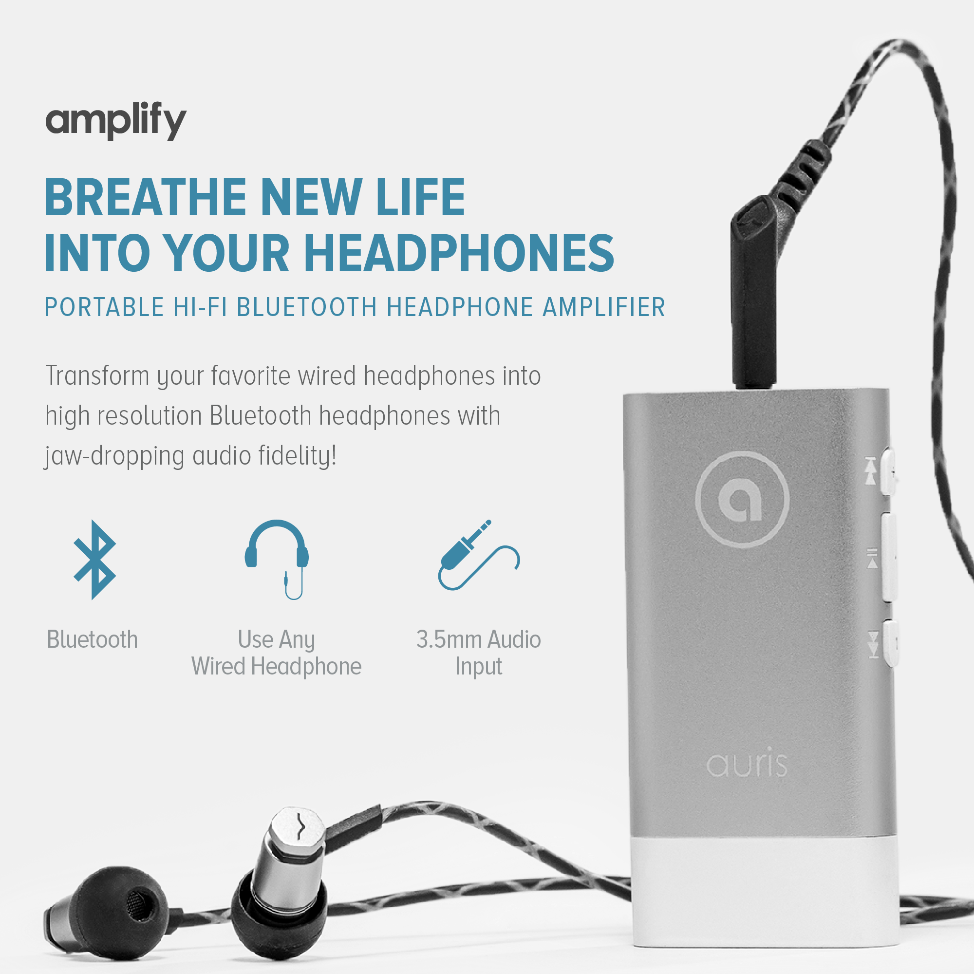 Amplify Bluetooth Headphone Amplifier Auris Inc